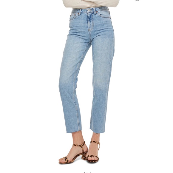 Topshop Denim - Top shop straight moto high rise denim pants
